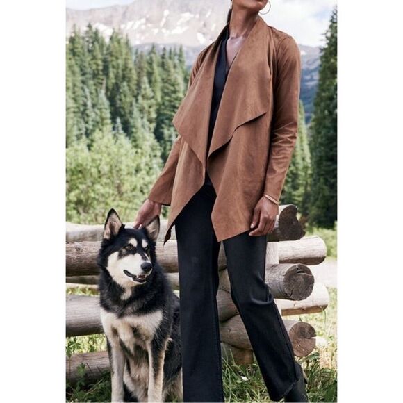 Soft Surroundings Shape Drape Faux Suede Brown Jacket Cardigan Size XS NWOT - Picture 4 of 11